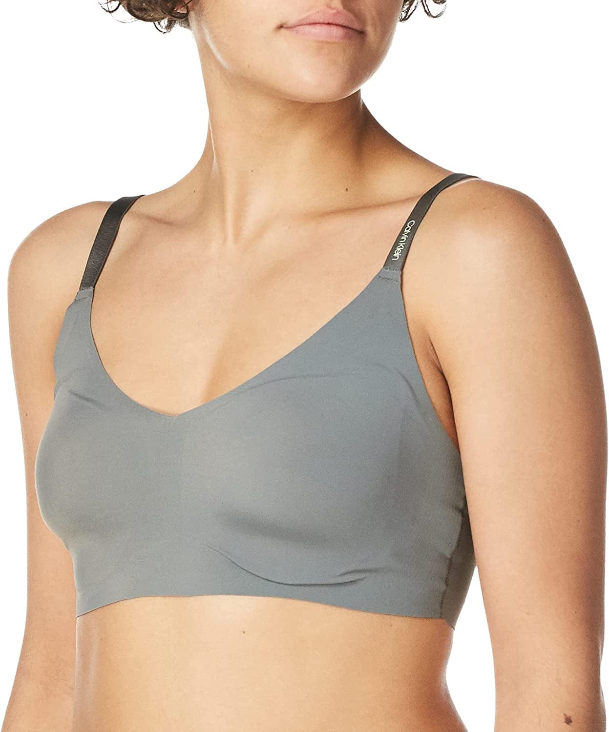 Women'S Invisibles Comfort Lightly Lined Seamless Wireless Triangle Bralette Bra Pewter / Large