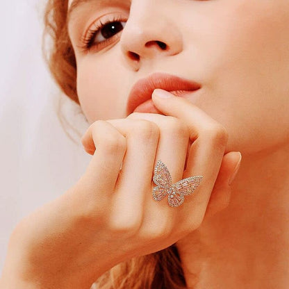 Women'S Jewelry Sets Crystal Butterfly Earrings Necklaces for Women Girls Cubic Zirconia White Gold Butterfly Necklace Ring Bangle Bracelet Birthday Anniversary Valentines Mother'S Day Jewelry Gifts for Mom Bridesmaid Wife Sister Friend