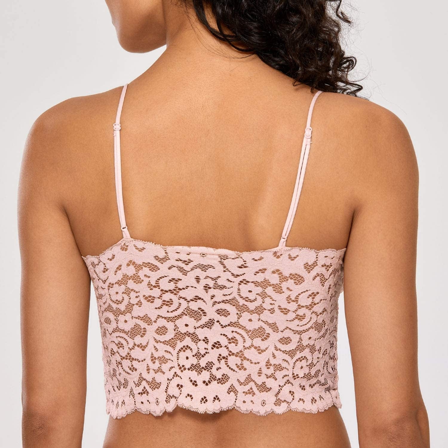 Women'S Lace Bralette Cami Lightly Padded Plunge Bra Wireless Longline Top