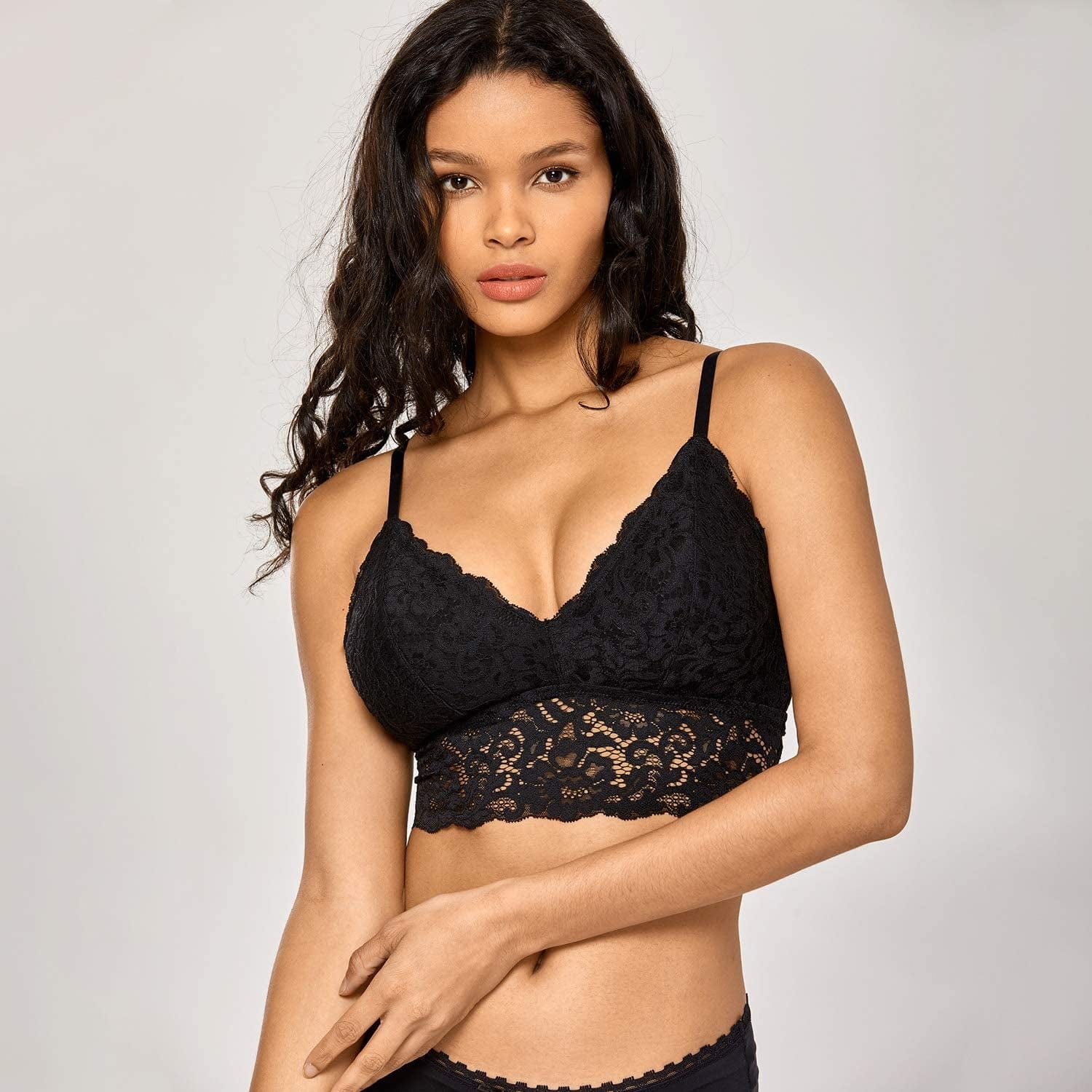 Women'S Lace Bralette Pullover Vest Cute Top Removable Padded Wireless Bra