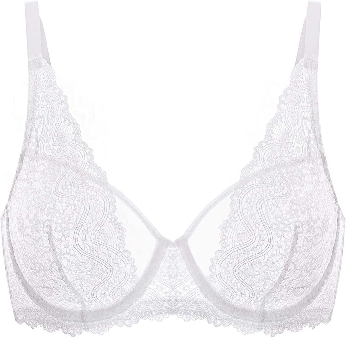 Women'S Lace Bralette See through Sexy Minimizer Bra plus Size Sheer Underwire