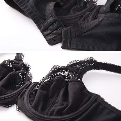 Women'S Lace plus Size Bra Underwire Support Full Coverage Unlined Cotton Bras