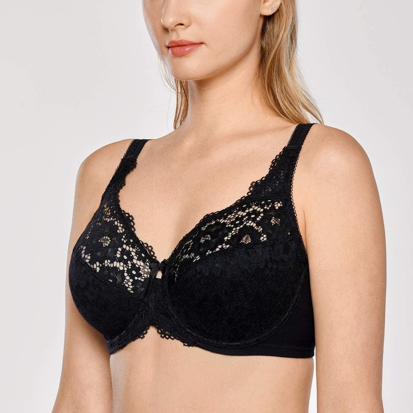 Women'S Lace plus Size Bra Underwire Support Full Coverage Unlined Cotton Bras