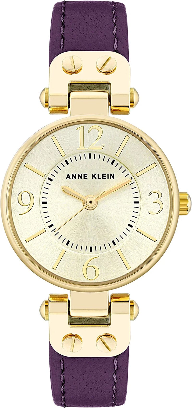 Women'S Leather Strap Watch Purple/Gold