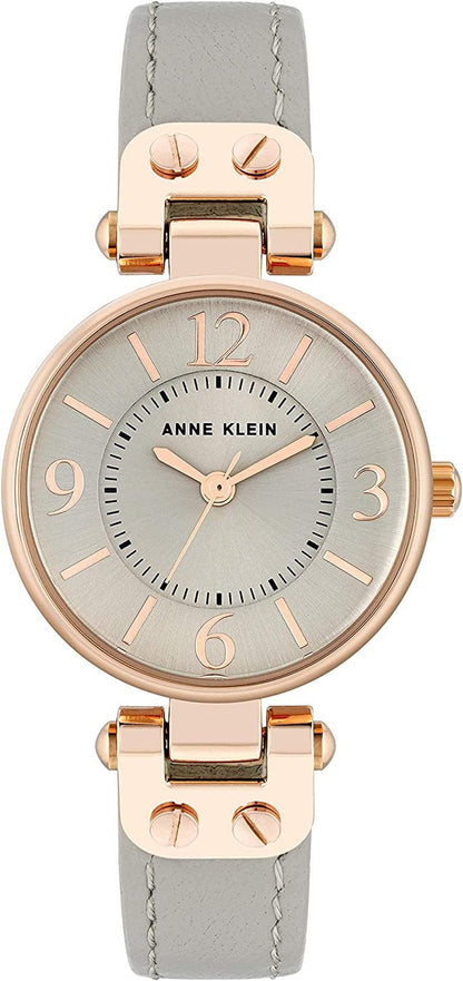 Women'S Leather Strap Watch Taupe/Rose Gold