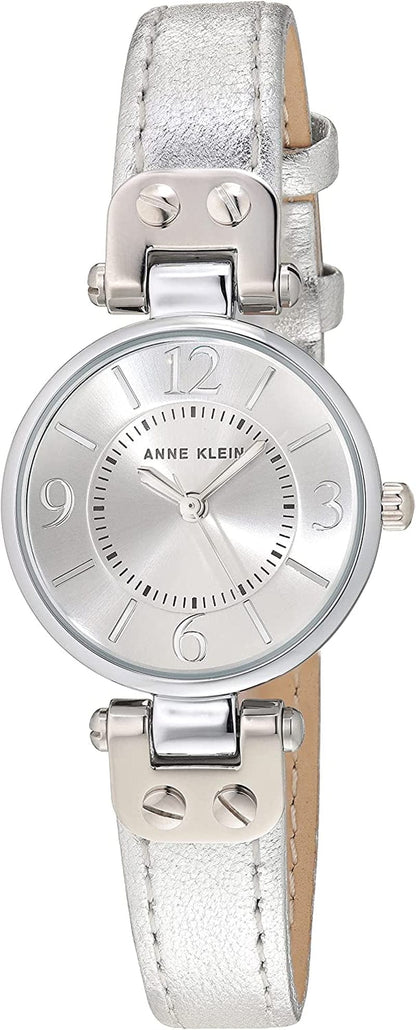 Women'S Leather Strap Watch Silver