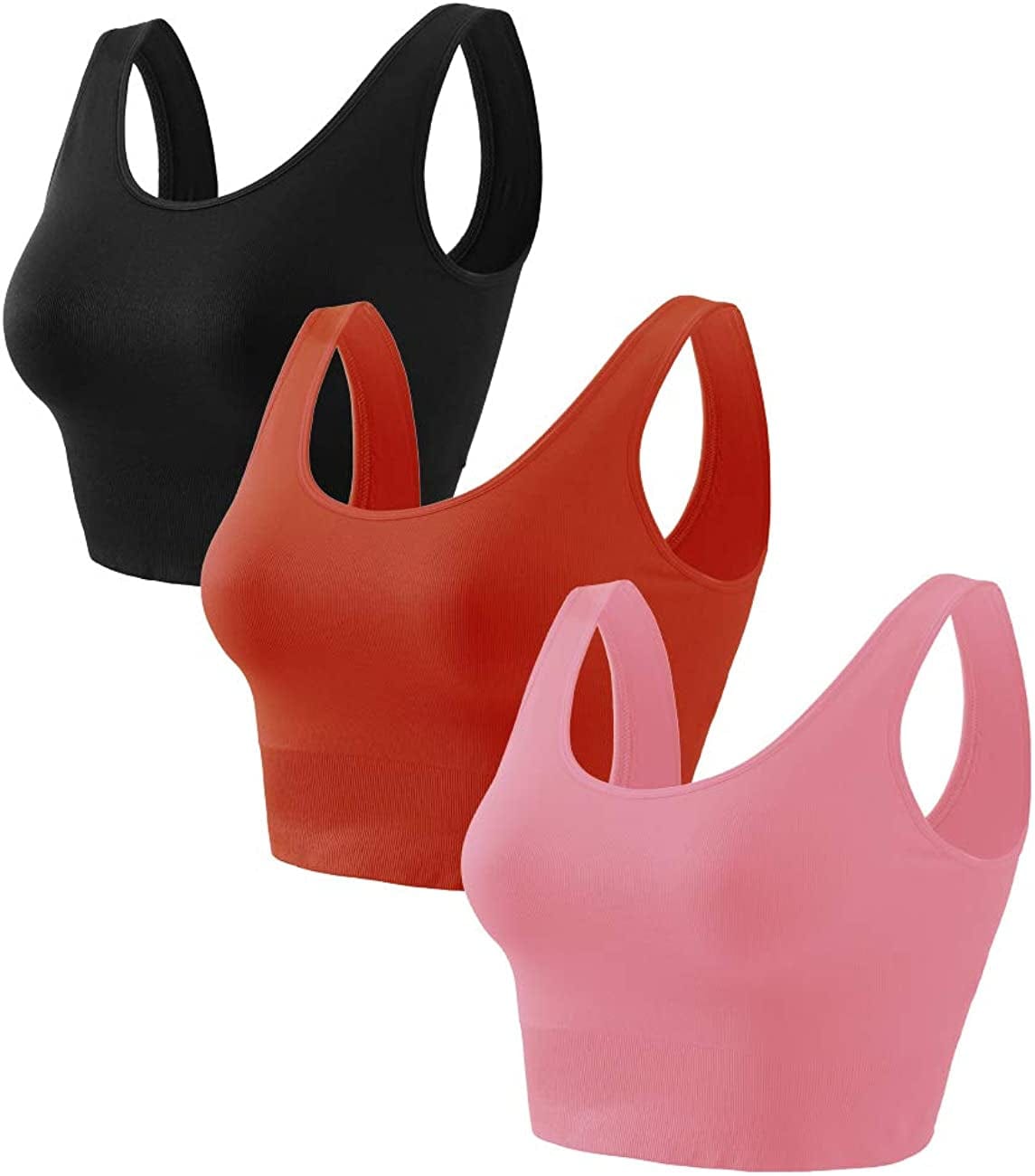 Women'S Light Support Seamless Sport Bra - Wireless Yoga Sleelveless Crop Tops