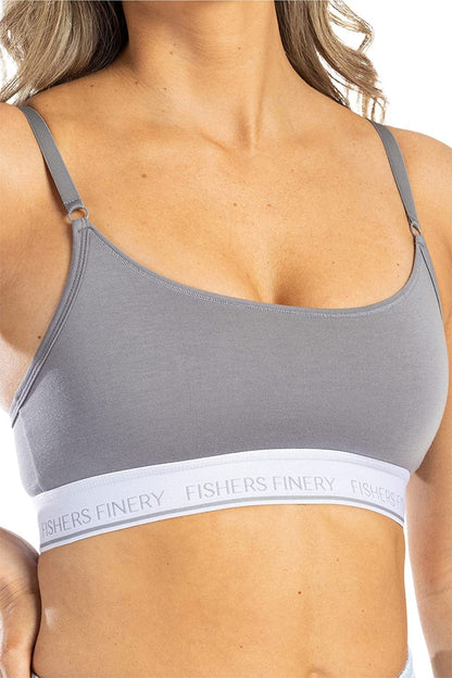Women'S Light Support Spaghetti Strap Everyday Bralette: Wire Free Band Sky Gray / X-Large Plus
