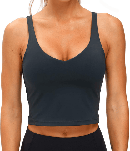 Women’S Longline Sports Bra Wirefree Padded Medium Support Yoga Bras Gym Running Workout Tank Tops Apparel & Accessories > Clothing > Underwear & Socks > Bras Kylie Max   