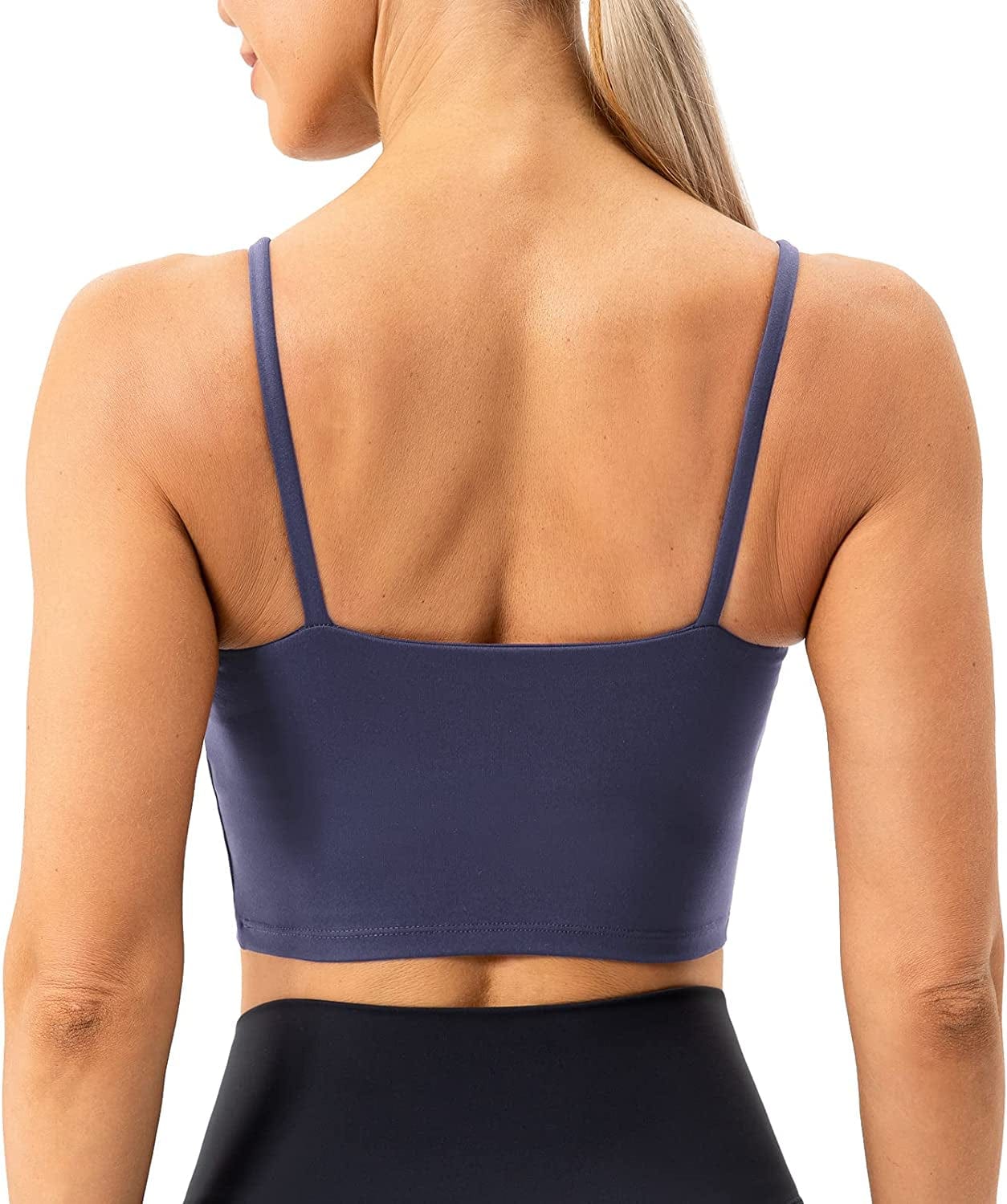 Women'S Longline Sports Bra Yoga Cami Tank Top with Built in Bra Purple Gray / Small
