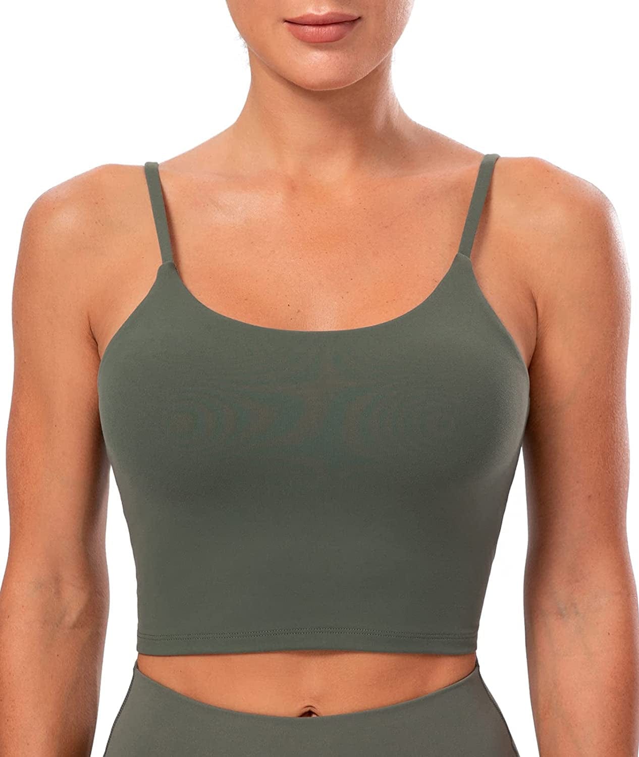 Women'S Longline Sports Bra Yoga Cami Tank Top with Built in Bra