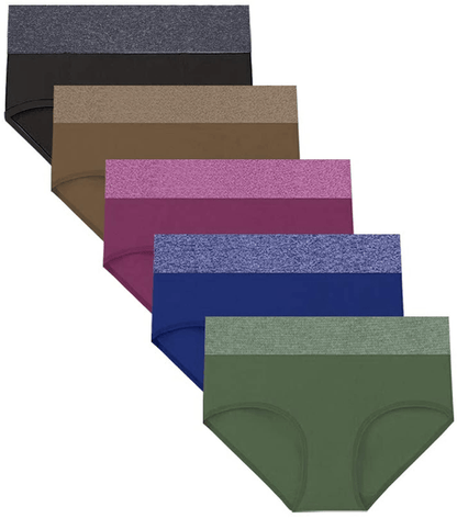 Women'S Low/High Waist Seamless Underwear Soft Full Coverage Ladies Panties Colorful Breathable Stretch Briefs 5-Pack Apparel & Accessories > Clothing > Underwear & Socks > Underwear LALESTE   