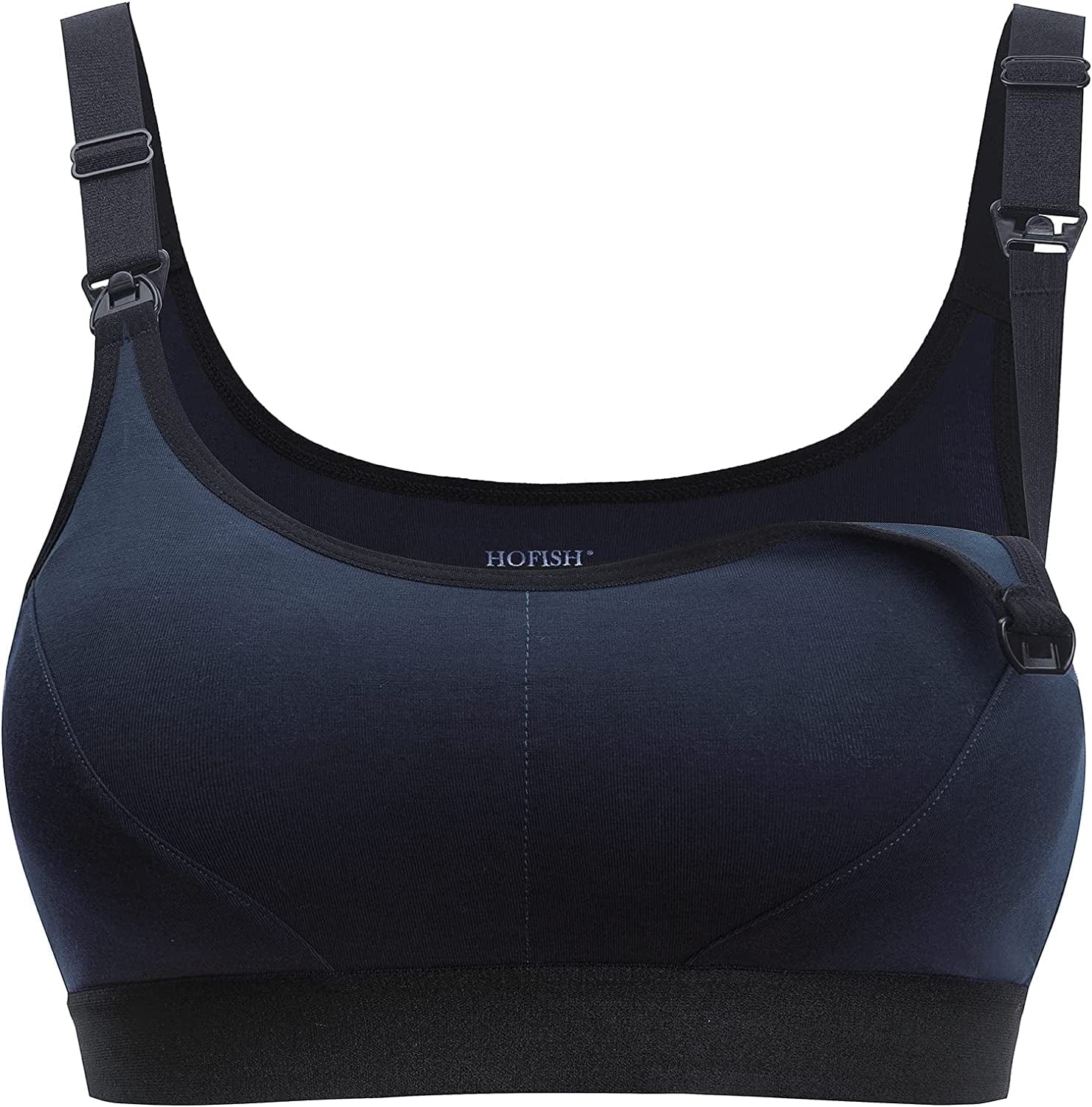 Women'S Low Impact Maternity Nursing Sports Bra Racerback Stretchy Breastfeeding Bras Dark Blue+black / Medium