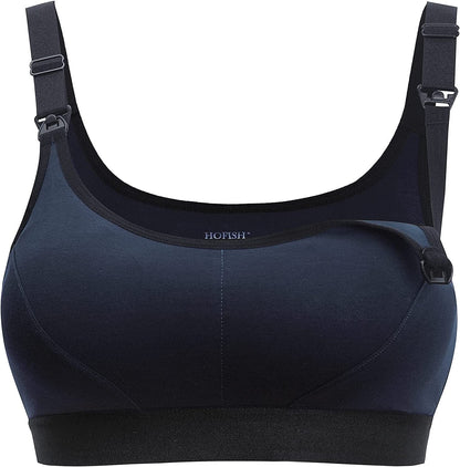 Women'S Low Impact Maternity Nursing Sports Bra Racerback Stretchy Breastfeeding Bras Dark Blue+black / Medium