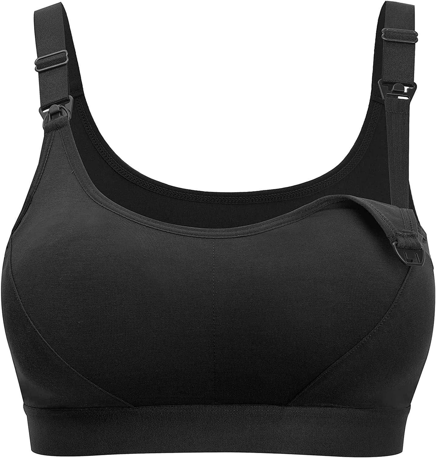 Women'S Low Impact Maternity Nursing Sports Bra Racerback Stretchy Breastfeeding Bras Carbon Black / Medium