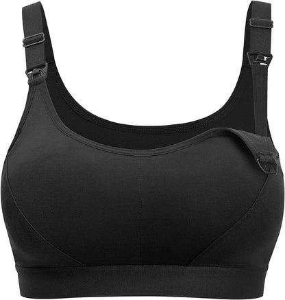 Women'S Low Impact Maternity Nursing Sports Bra Racerback Stretchy Breastfeeding Bras Carbon Black / Medium