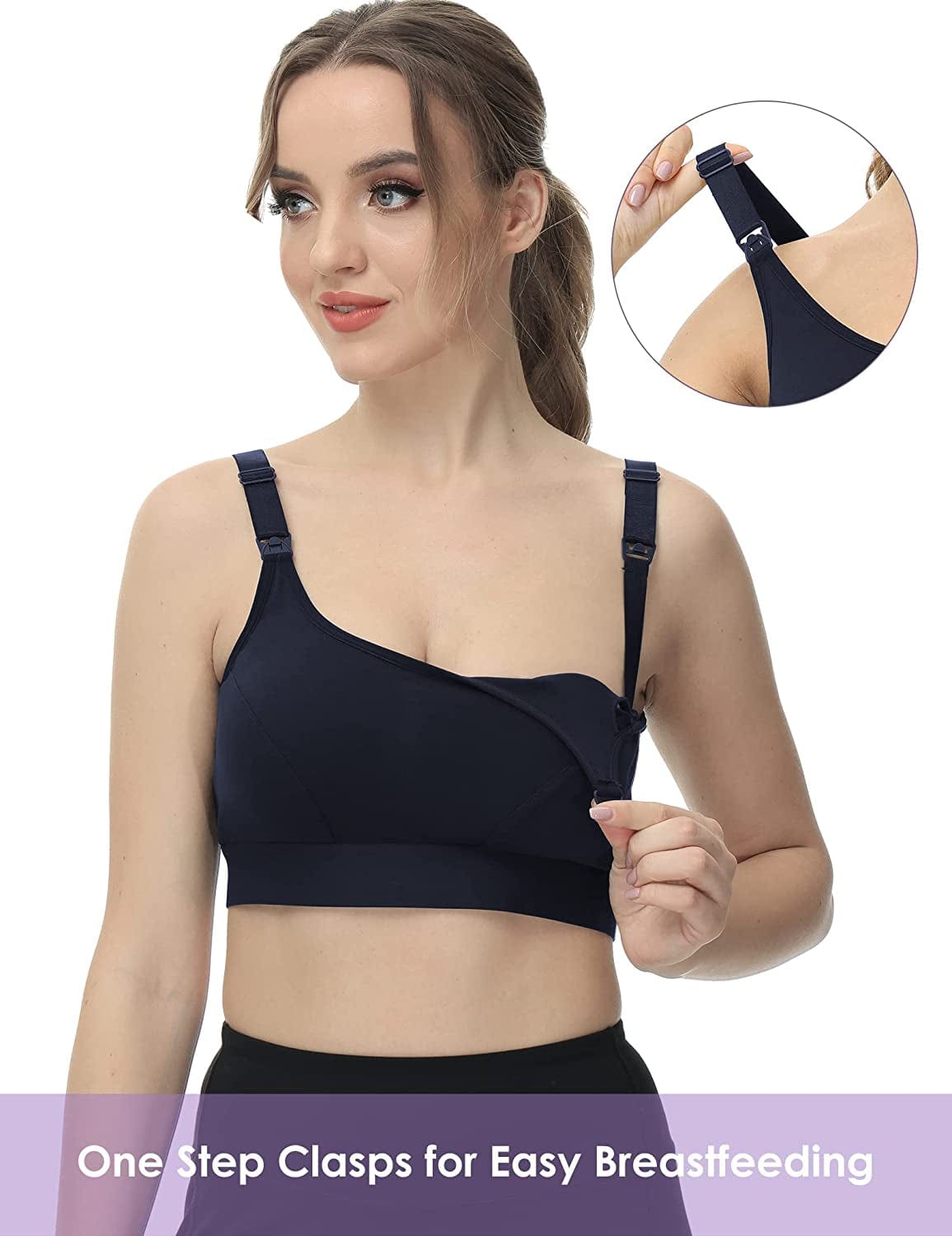 Women'S Low Impact Maternity Nursing Sports Bra Racerback Stretchy Breastfeeding Bras