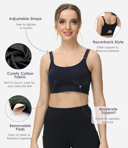 Women'S Low Impact Maternity Nursing Sports Bra Racerback Stretchy Breastfeeding Bras