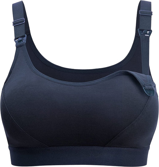 Women'S Low Impact Maternity Nursing Sports Bra Racerback Stretchy Breastfeeding Bras Dark Blue / Small
