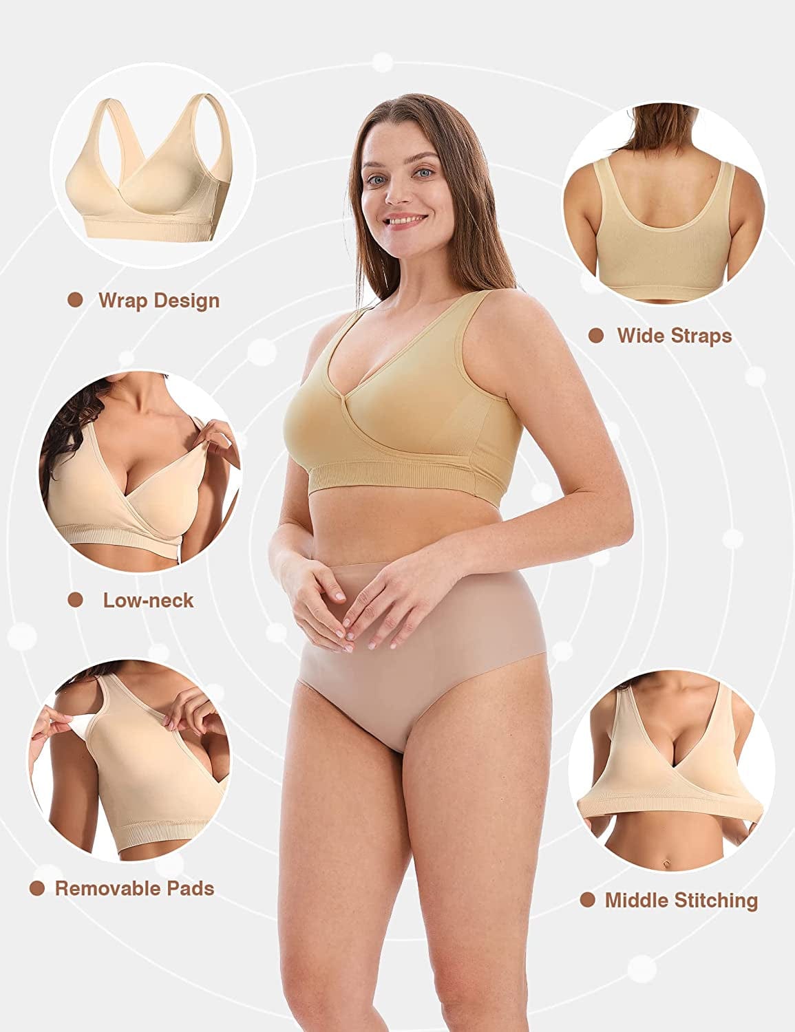 Women'S Lycra Wireless Nursing & Maternity Sleep Bra Everyday Shirts for Breastfeeding
