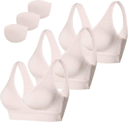 Women'S Lycra Wireless Nursing & Maternity Sleep Bra Everyday Shirts for Breastfeeding Pink / Medium