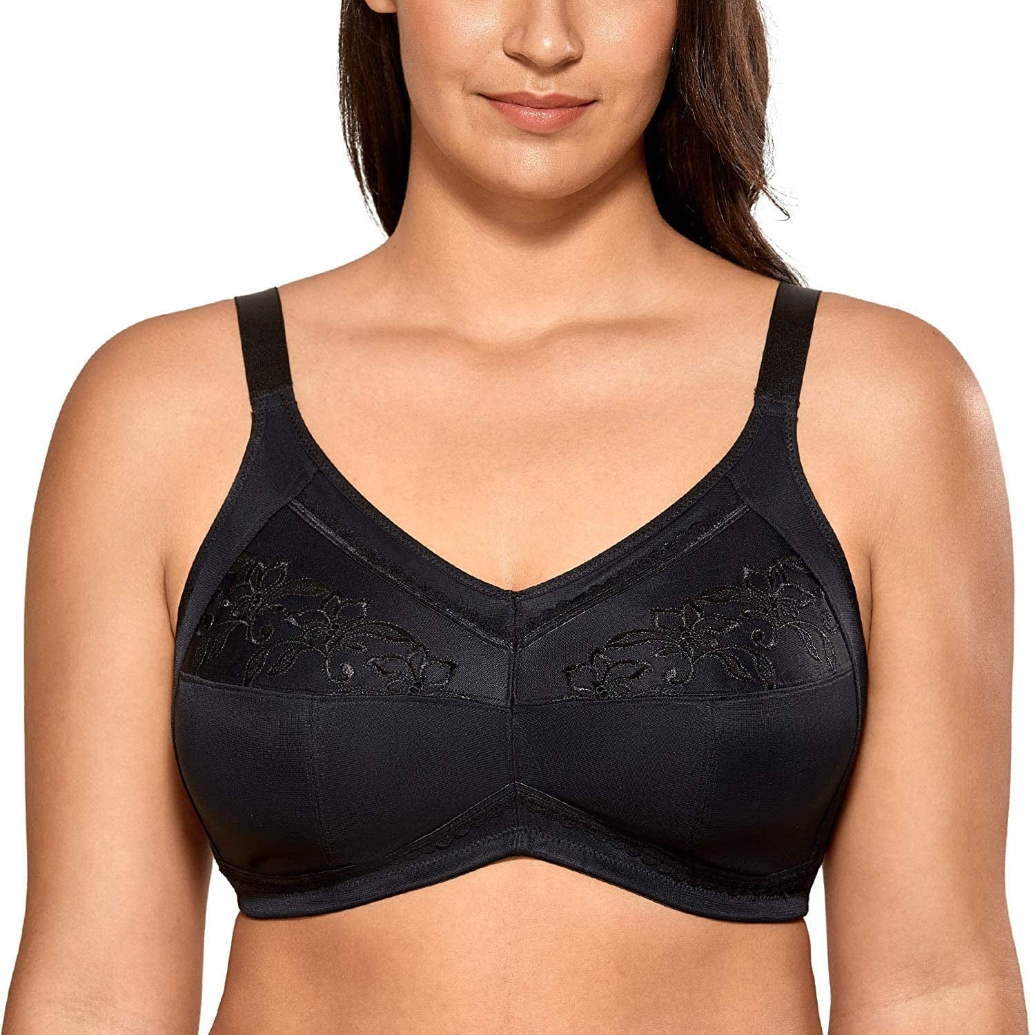 Women'S Mastectomy Pockets Wireless Post-Surgery plus Size Sleep Bra Black / 40G