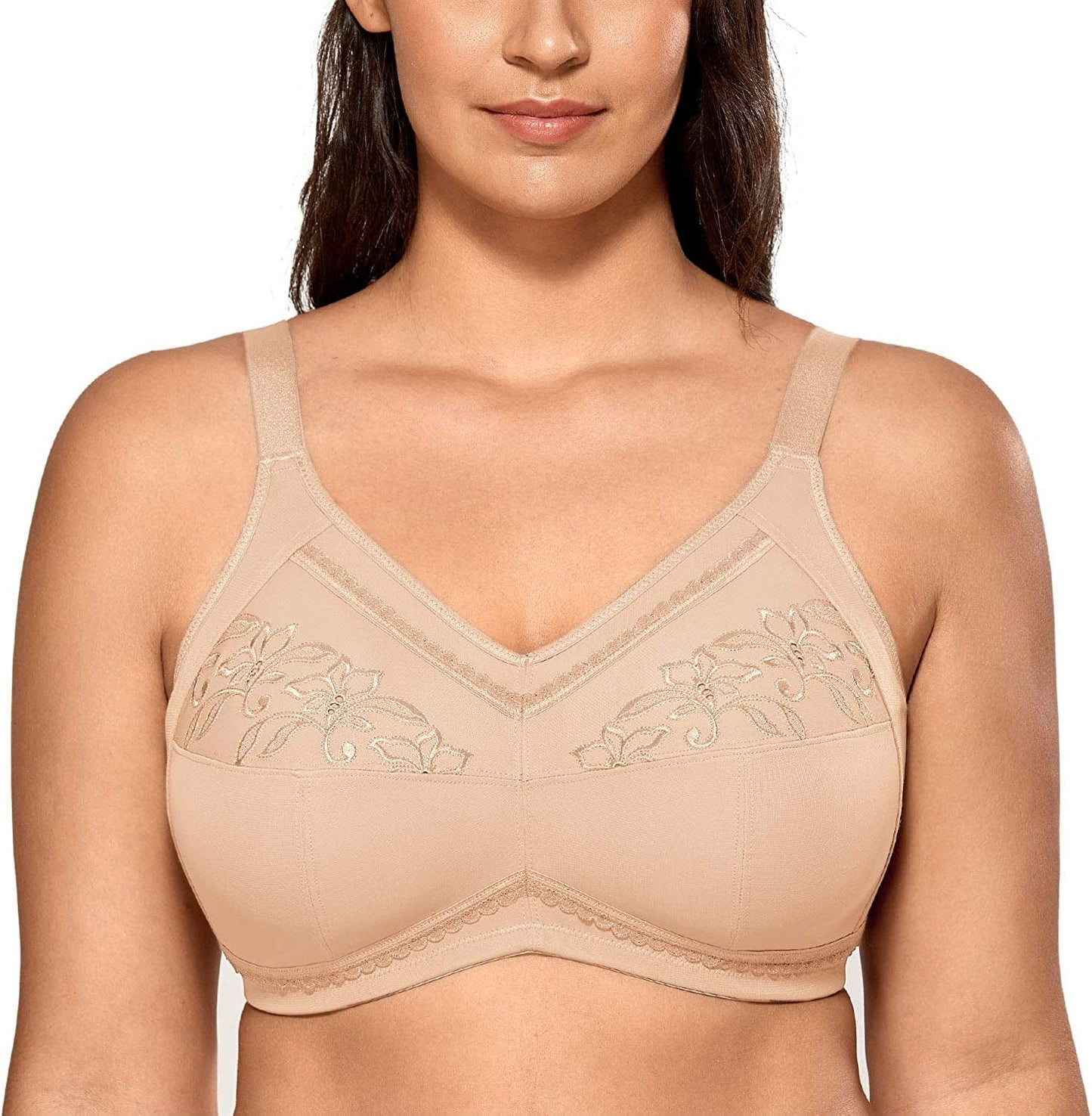 Women'S Mastectomy Pockets Wireless Post-Surgery plus Size Sleep Bra Beige / 40C