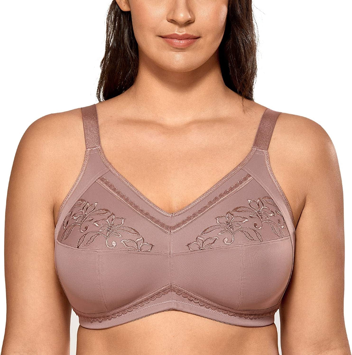 Women'S Mastectomy Pockets Wireless Post-Surgery plus Size Sleep Bra Mochaccino / 40C
