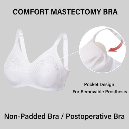 Women'S Mastectomy Pockets Wireless Post-Surgery plus Size Sleep Bra