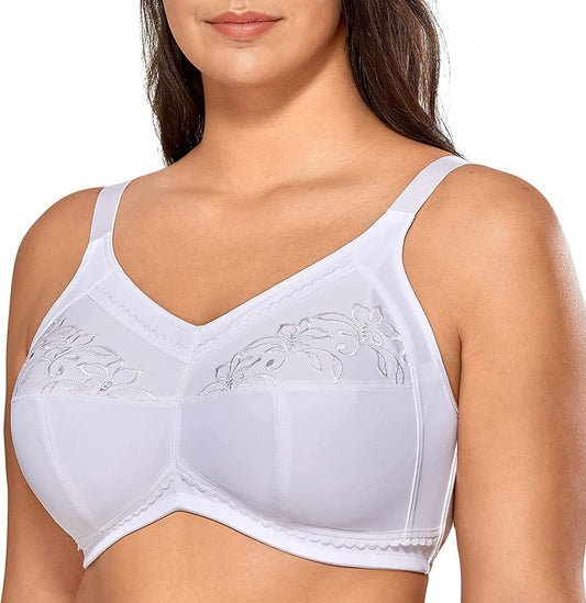 Women'S Mastectomy Pockets Wireless Post-Surgery plus Size Sleep Bra White / 40G