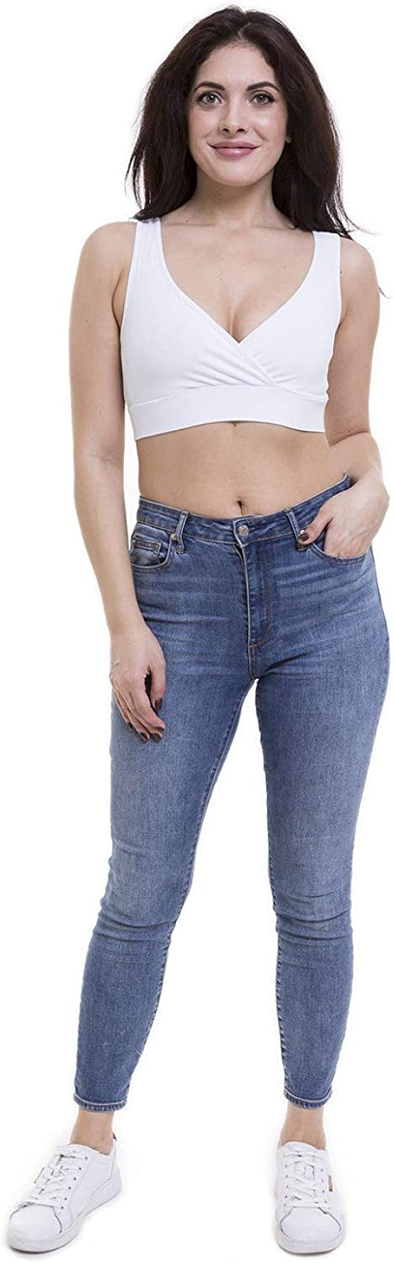 Women'S Maternity Bra Slim Crop Top Lounge Wear White / XX-Large