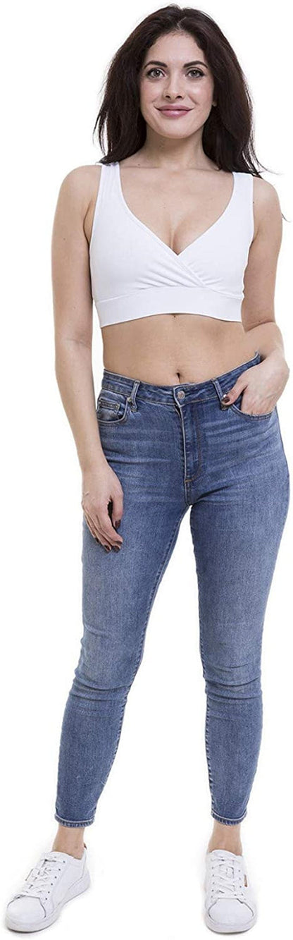 Women'S Maternity Bra Slim Crop Top Lounge Wear White / XX-Large