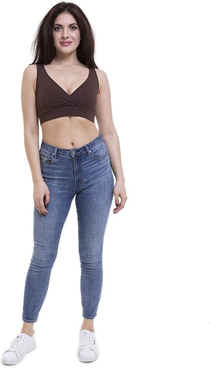 Women'S Maternity Bra Slim Crop Top Lounge Wear Brown / X-Large