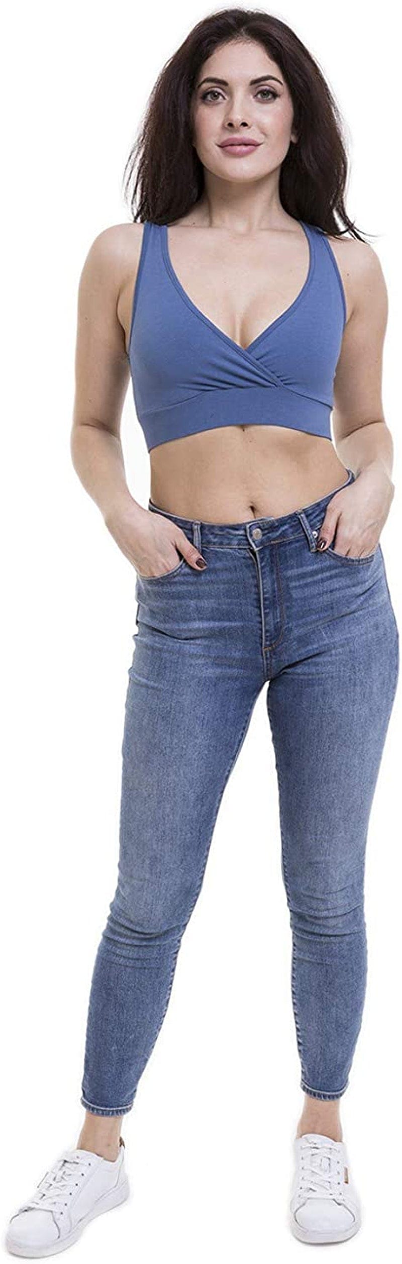 Women'S Maternity Bra Slim Crop Top Lounge Wear Slate Blue / Medium