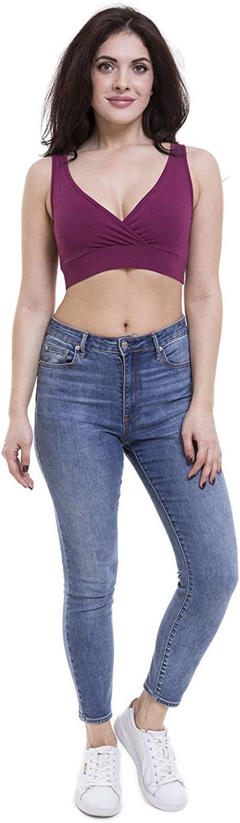 Women'S Maternity Bra Slim Crop Top Lounge Wear Plum / X-Small