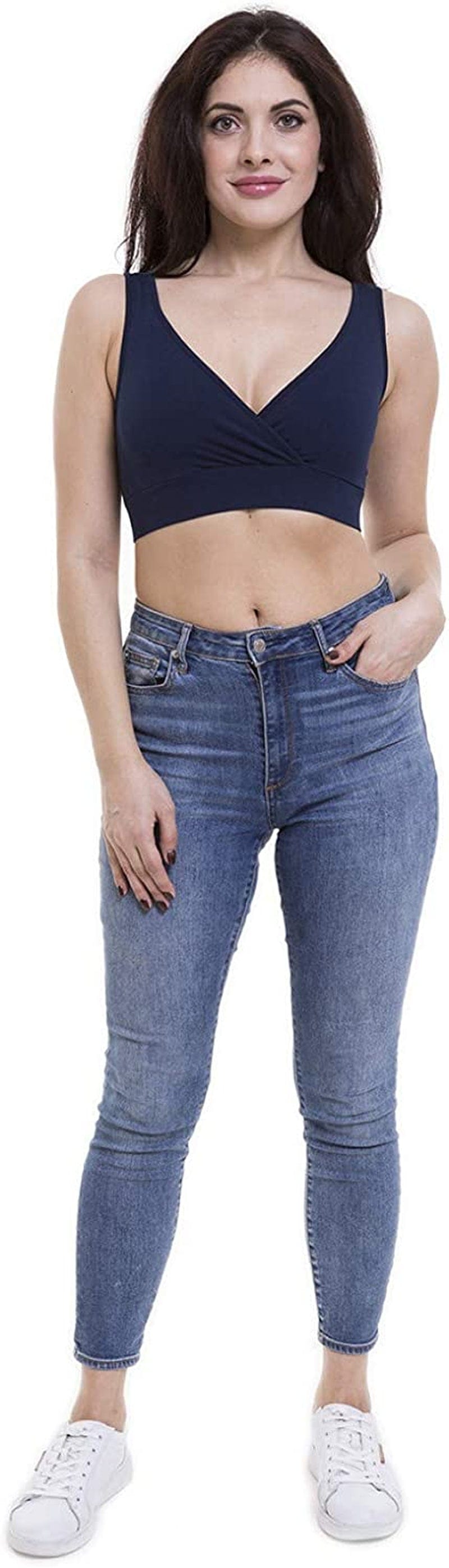 Women'S Maternity Bra Slim Crop Top Lounge Wear Dark Navy Blue / X-Large