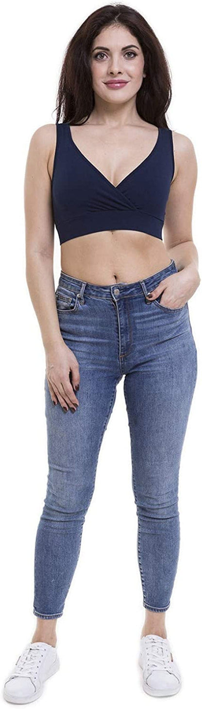 Women'S Maternity Bra Slim Crop Top Lounge Wear Dark Navy Blue / X-Large