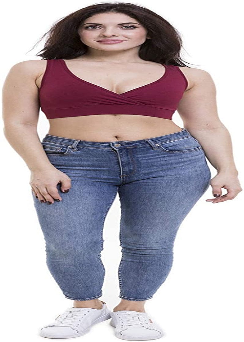 Women'S Maternity Bra Slim Crop Top Lounge Wear Maroon / X-Small