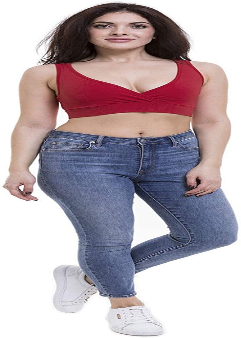 Women'S Maternity Bra Slim Crop Top Lounge Wear Red / XX-Large