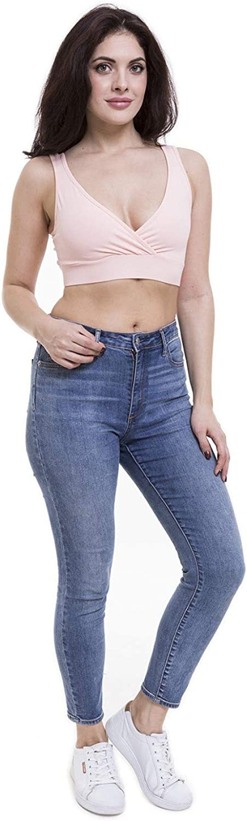 Women'S Maternity Bra Slim Crop Top Lounge Wear Pale Pink / Medium