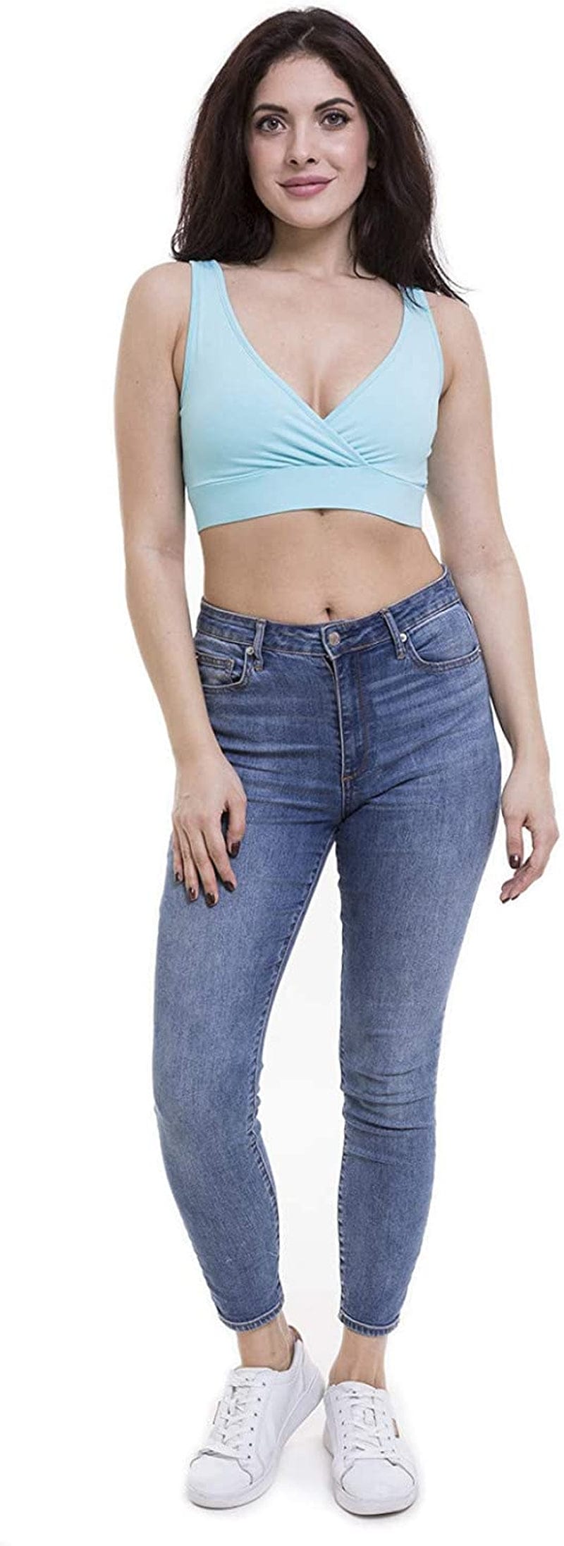 Women'S Maternity Bra Slim Crop Top Lounge Wear Aqua / Small