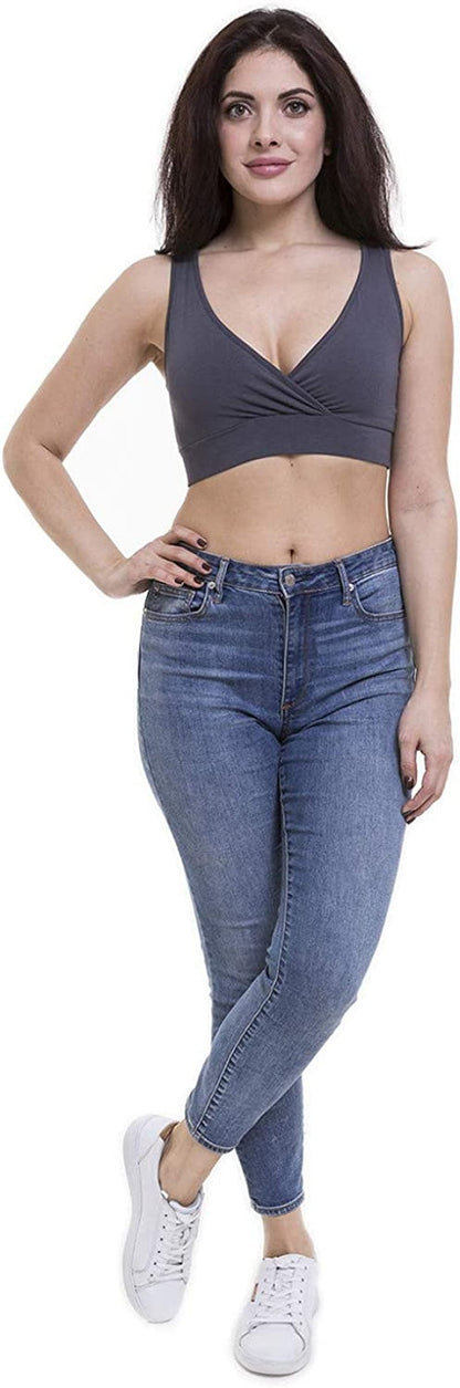 Women'S Maternity Bra Slim Crop Top Lounge Wear Grey / Medium