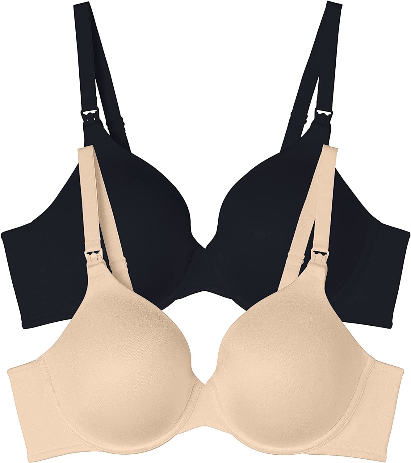 Women'S Maternity Nursing Bras for Breastfeeding Wireless or Underwire Underwire - 2 Pack - Neutral/Black / Underwire Front Clip (34B-40DD) / 36C