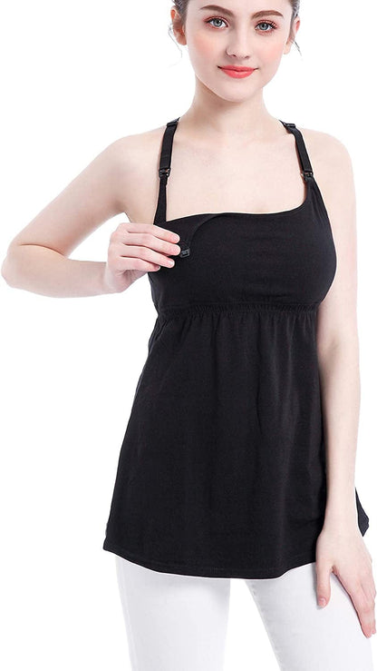 Women'S Maternity Nursing Tank Tops Cami Breastfeeding Sleep Bra Pregnancy Clothes N-black 1pack / Small
