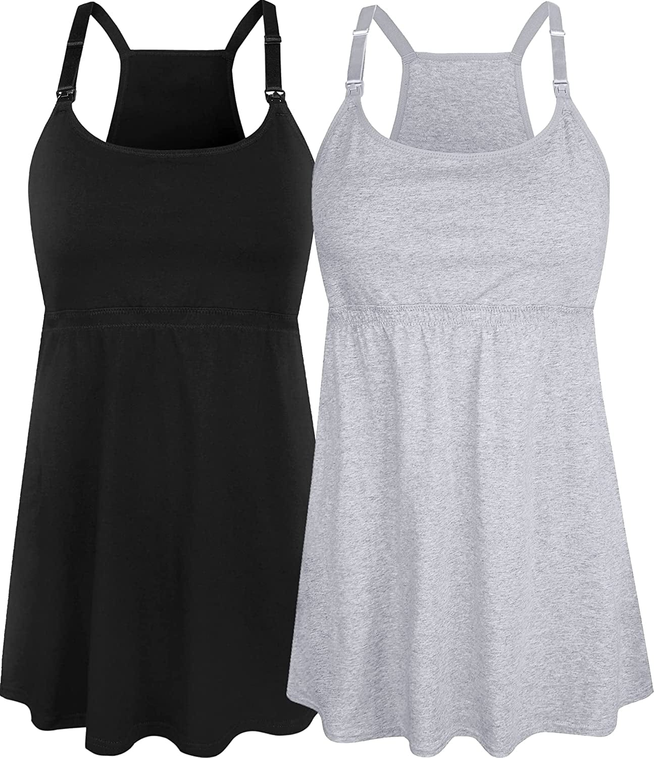 Women'S Maternity Nursing Tank Tops Cami Breastfeeding Sleep Bra Pregnancy Clothes M-grey+black 2pack / Large