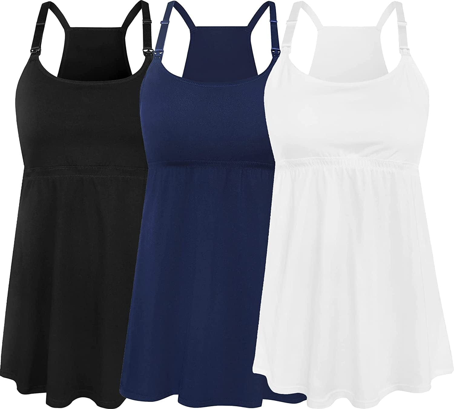 Women'S Maternity Nursing Tank Tops Cami Breastfeeding Sleep Bra Pregnancy Clothes Black+navy+white 3pack / Medium