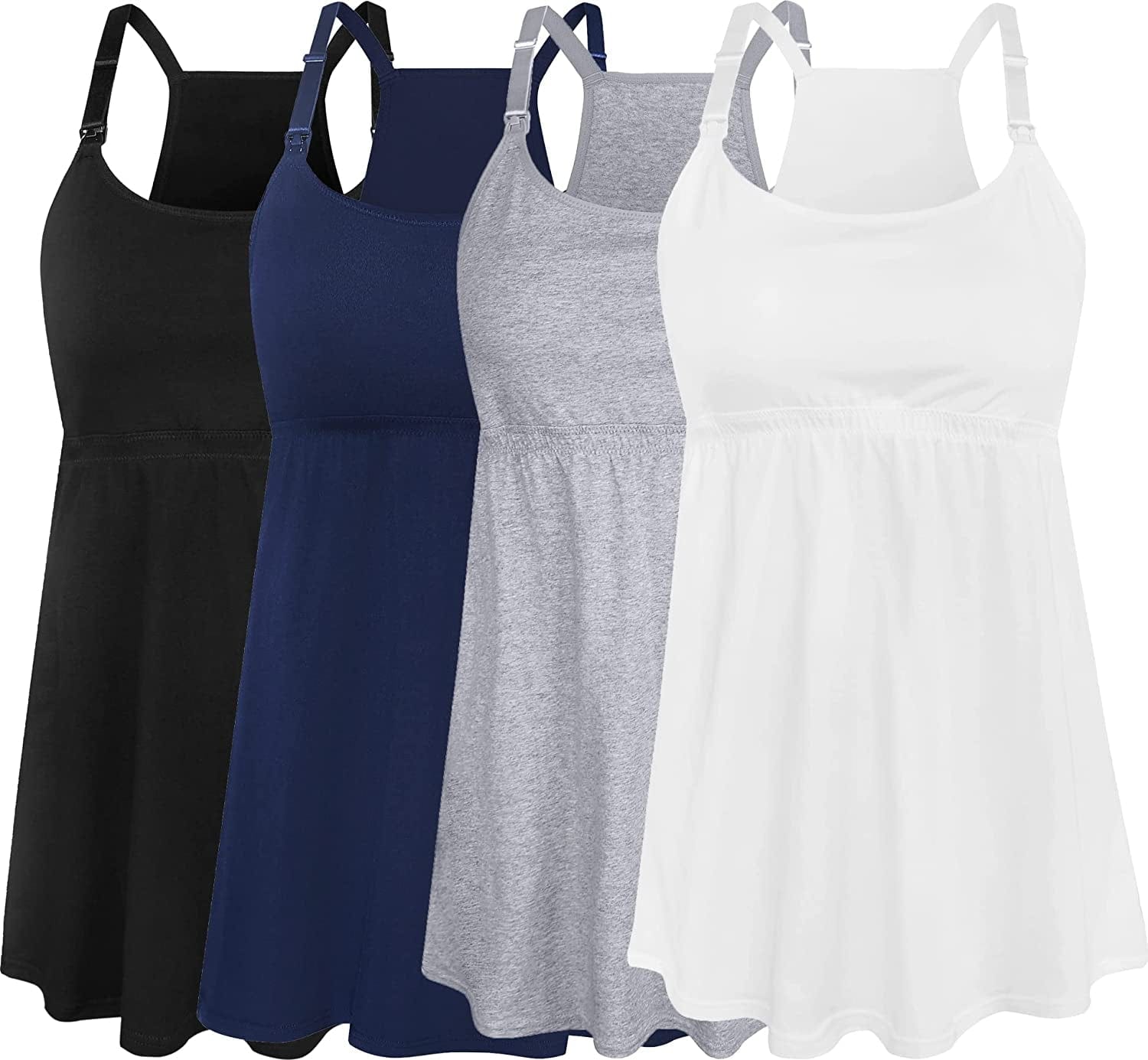 Women'S Maternity Nursing Tank Tops Cami Breastfeeding Sleep Bra Pregnancy Clothes A-black+navy+white+grey 4pack / Small