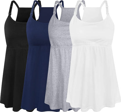 Women'S Maternity Nursing Tank Tops Cami Breastfeeding Sleep Bra Pregnancy Clothes A-black+navy+white+grey 4pack / Small