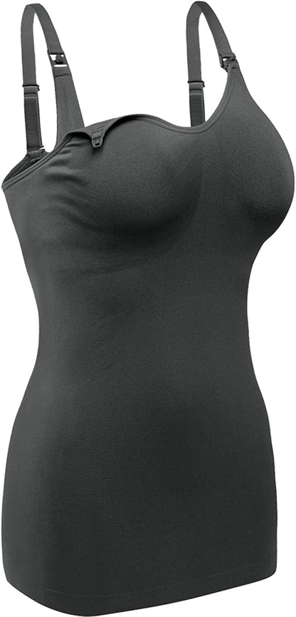 Women'S Maternity Nursing Tank Tops with Built in Bra for Breastfeeding Shirt 4Pack
