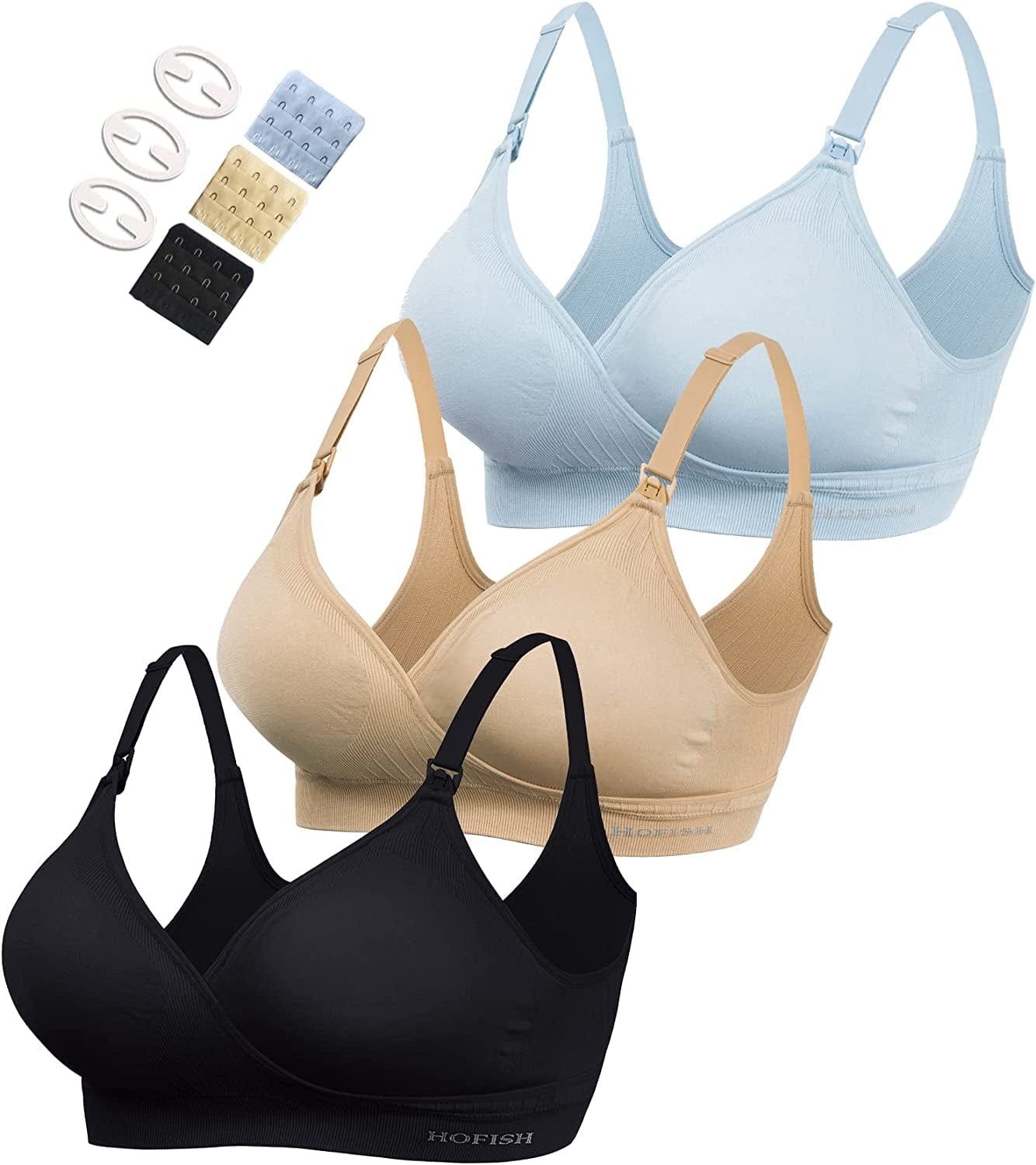 Women'S Maternity Pregnancy Seamless Breastfeeding Bras No Underwire Beige Black Blue / Small